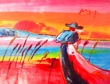Walking in Reeds 1999 17x24 Original Painting - Peter Max Walking in Reeds 1999 17x24 Original Painting - Peter Max