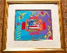 Flag With Heart Collection Unique 12x12 Works on Paper (not prints) by Peter Max - 1