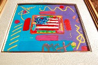 Flag With Heart Collection Unique 12x12 Works on Paper (not prints) by Peter Max - 3