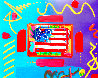 Flag With Heart Collection Unique 12x12 Works on Paper (not prints) by Peter Max - 0