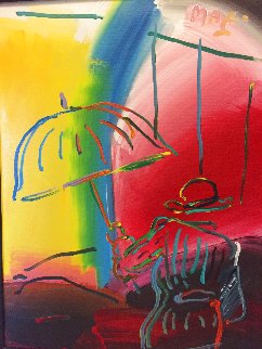 Umbrella Man Fauve II 1988 Eastern European Museum Tour 1991 Original Painting - Peter Max Umbrella Man Fauve II 1988 Eastern European Museum Tour 1991 Original Painting - Peter Max