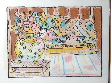 Lady on Couch With Vase Vintage 32 x 37 in 1979 Limited Edition Print - Peter Max Lady on Couch With Vase Vintage 32 x 37 in 1979 Limited Edition Print - Peter Max