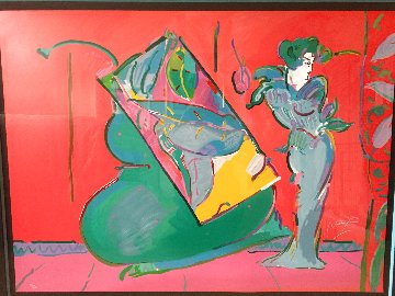 Lady on Red (With Floating Vase) 1988 Limited Edition Print - Peter Max Lady on Red (With Floating Vase) 1988 Limited Edition Print - Peter Max