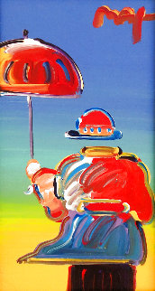 Umbrella Man Unique 2012 12x6 Original Painting - Peter Max Umbrella Man Unique 2012 12x6 Original Painting - Peter Max
