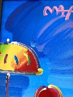 Umbrella Man on Blend Detail   Unique 2018 31x16 Original Painting by Peter Max - 3