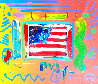 Flag With Heart Unique 26x24 Works on Paper (not prints) by Peter Max - 0