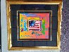 Flag With Heart Unique 26x24 Works on Paper (not prints) by Peter Max - 2
