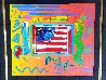 Flag With Heart Unique 26x24 Works on Paper (not prints) by Peter Max - 4