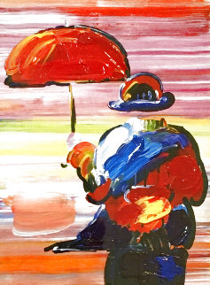 Umbrella Man on Blends Unique 2005 25x23 Works on Paper (not prints) - Peter Max Umbrella Man on Blends Unique 2005 25x23 Works on Paper (not prints) - Peter Max