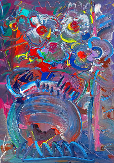 Flower Abstract 1989 30x20 Original Painting - Peter Max Flower Abstract 1989 30x20 Original Painting - Peter Max