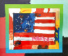 Flag With Hearts Unique 2005 24x24 Works on Paper (not prints) by Peter Max - 4