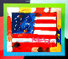 Flag With Hearts Unique 2005 24x24 Works on Paper (not prints) by Peter Max - 3