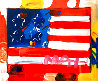 Flag With Hearts Unique 2005 24x24 Works on Paper (not prints) by Peter Max - 0