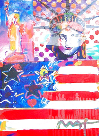 God Bless America II Unique 2001 39x33 Works on Paper (not prints) - Peter Max