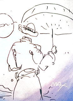 Umbrella Man Watercolor 1990 24x20 Watercolor - Peter Max Umbrella Man Watercolor 1990 24x20 Watercolor - Peter Max
