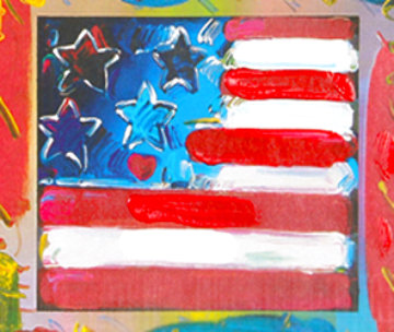 Flag With Heart 2017 Limited Edition Print - Peter Max Flag With Heart 2017 Limited Edition Print - Peter Max