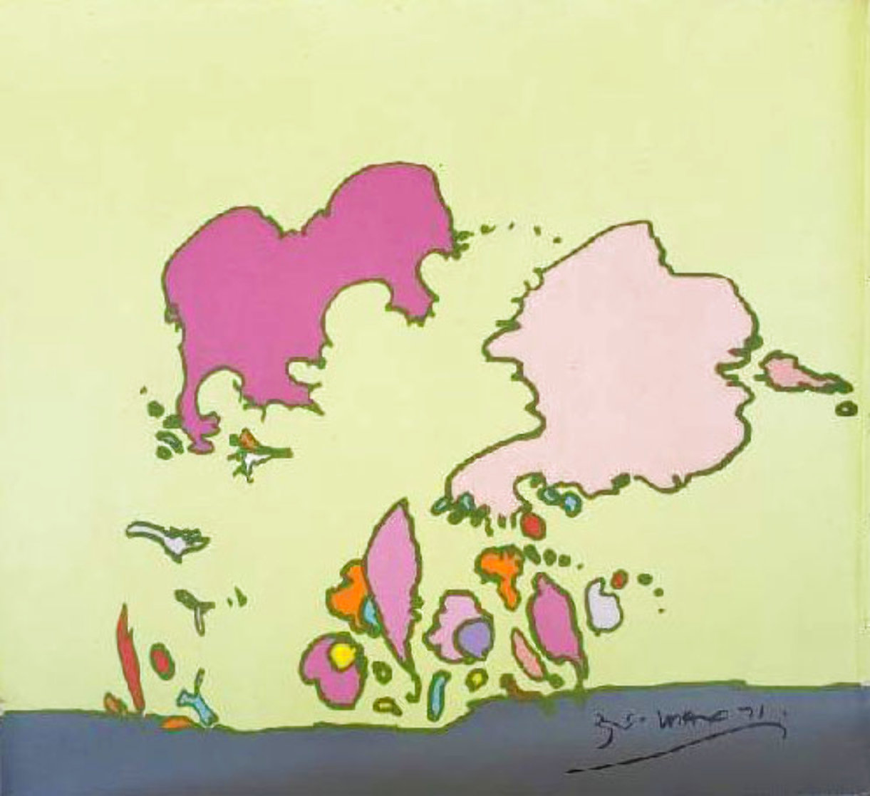 Hidden Profile I 1971 24x24 Original Painting by Peter Max