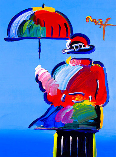 Umbrella Man  2007 Unique Poster  32x24 Works on Paper (not prints) by Peter Max