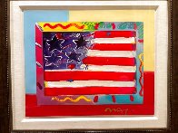 American Flag With Heart Unique 2014 39x35 Works on Paper (not prints) by Peter Max - 2 American Flag With Heart Unique 2014 39x35 Works on Paper (not prints) by Peter Max - 2