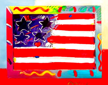 American Flag With Heart Unique 2014 39x35 Works on Paper (not prints) - Peter Max American Flag With Heart Unique 2014 39x35 Works on Paper (not prints) - Peter Max