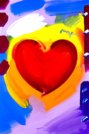 Valentine 2007 Heavily Embellished Unique Poster  36x24 Works on Paper (not prints) - Peter Max