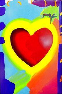 Heart 46x32 Mixed Media  Unique  on Poster Huge Works on Paper (not prints) - Peter Max