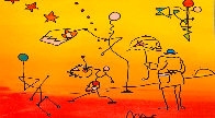 Umbrella Man With Sunrise Works on Paper (not prints) by Peter Max - 0 Umbrella Man With Sunrise Works on Paper (not prints) by Peter Max - 0