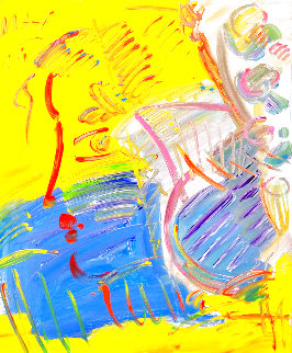 Blushing Beauty (Yellow) 1990 24x20 Original Painting - Peter Max Blushing Beauty (Yellow) 1990 24x20 Original Painting - Peter Max