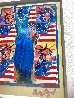 God Bless America With Five Liberties Unique 2001 38x32 Works on Paper (not prints) by Peter Max - 1