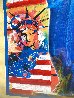 God Bless America With Five Liberties Unique 2001 38x32 Works on Paper (not prints) by Peter Max - 3