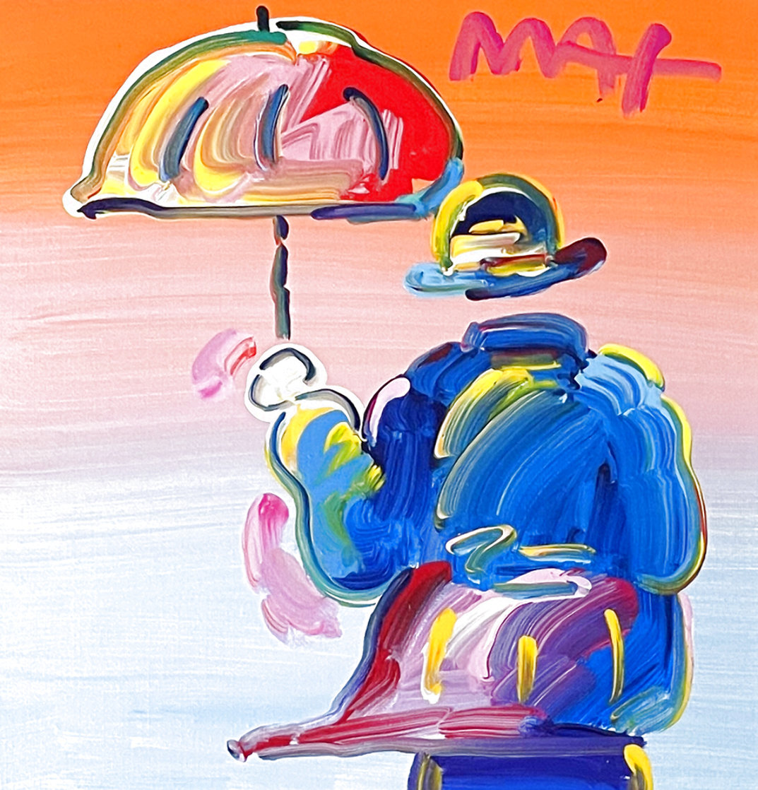 Umbrella Man 2017 12x12 Original Painting by Peter Max Umbrella Man 2017 12x12 Original Painting by Peter Max