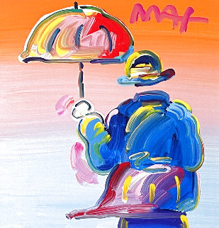 Umbrella Man 2017 12x12 Original Painting - Peter Max Umbrella Man 2017 12x12 Original Painting - Peter Max