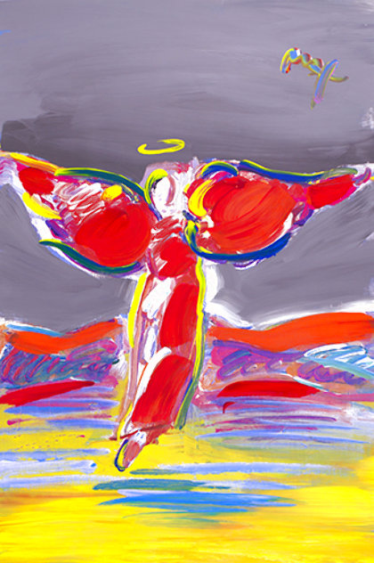 Ascending Angel 2007 Unique Poster, Embellished Works on Paper (not prints) by Peter Max