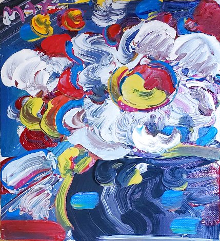 Abstract Flowers  - Early 1988 8x10 Original Painting - Peter Max