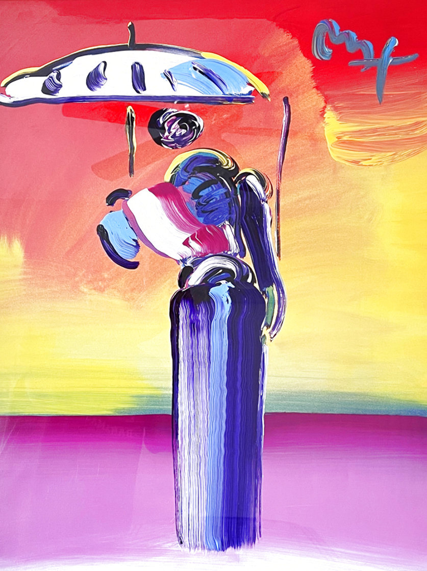 Sage With Umbrella And Cane 2004 42x36 Huge Works on Paper (not prints) by Peter Max Sage With Umbrella And Cane 2004 42x36 Huge Works on Paper (not prints) by Peter Max