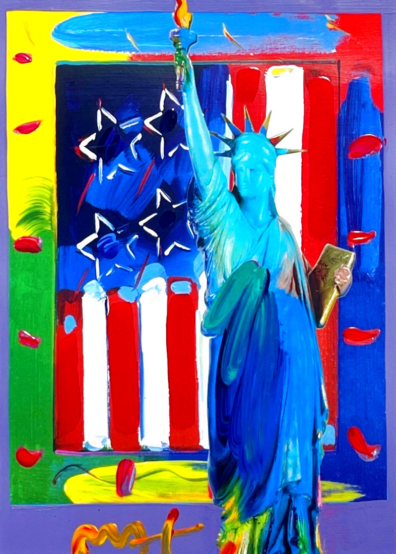 Patriotic Series: Full Liberty with Flag Unique 2006 33x29 Works on Paper (not prints) by Peter Max