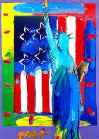 Patriotic Series: Full Liberty with Flag Unique 2006 33x29 Works on Paper (not prints) by Peter Max - 0