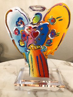 Angel With Heart Acrylic Sculpture Unique 2015 12 in Sculpture - Peter Max