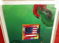 Flag With Heart Unique 2009 22x20 Original Painting by Peter Max - 5