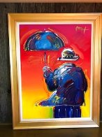 Umbrella Man 46x46 Huge  Original Painting by Peter Max - 2