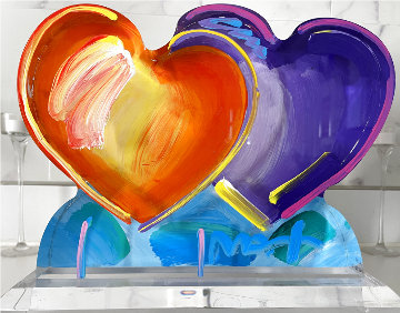 Two Hearts Unique Acrylic Sculpture Unique 2017 12 in Sculpture - Peter Max