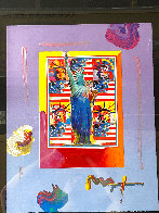 God Bless America - With Five Liberties Unique 32x28 Works on Paper (not prints) by Peter Max - 2