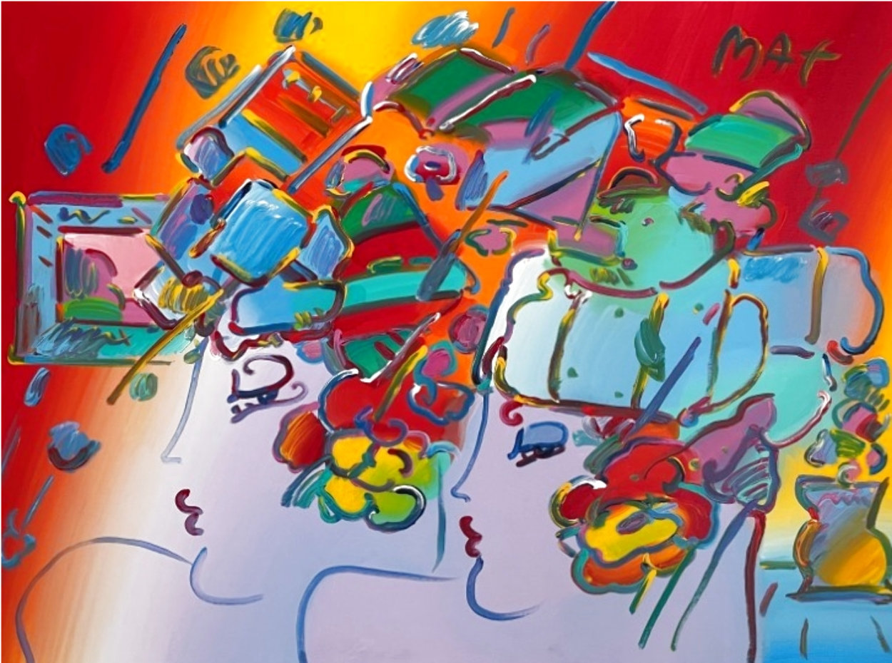 Untitled Painting 43x55 Huge Original Painting by Peter Max