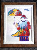 Umbrella Man on Blend Ver. II #106 Unique 2016 27x22 Original Painting by Peter Max - 1