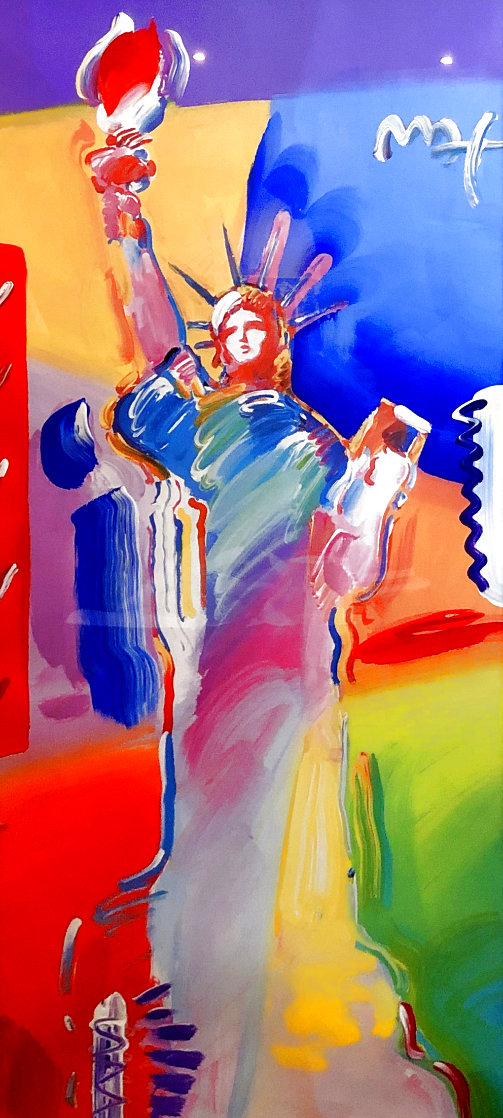 Statue of Liberty 2001 Unique 53x39 Huge Works on Paper (not prints) by Peter Max