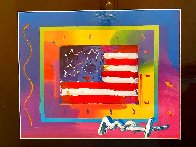 Flag with Heart 2006 14x16 Works on Paper (not prints) by Peter Max - 2