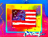Flag with Heart Unique 2006 14x16 Works on Paper (not prints) by Peter Max - 0