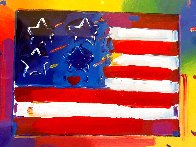 Flag with Heart 2006 14x16 Works on Paper (not prints) by Peter Max - 3