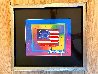 Flag with Heart Unique 2006 14x16 Works on Paper (not prints) by Peter Max - 1