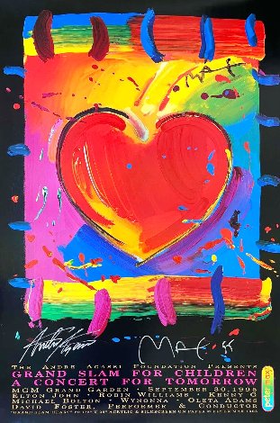 Grand Slam for Children - A Concert for Tomorrow Embellished Poster  1995 HS By Agassi Works on Paper (not prints) - Peter Max